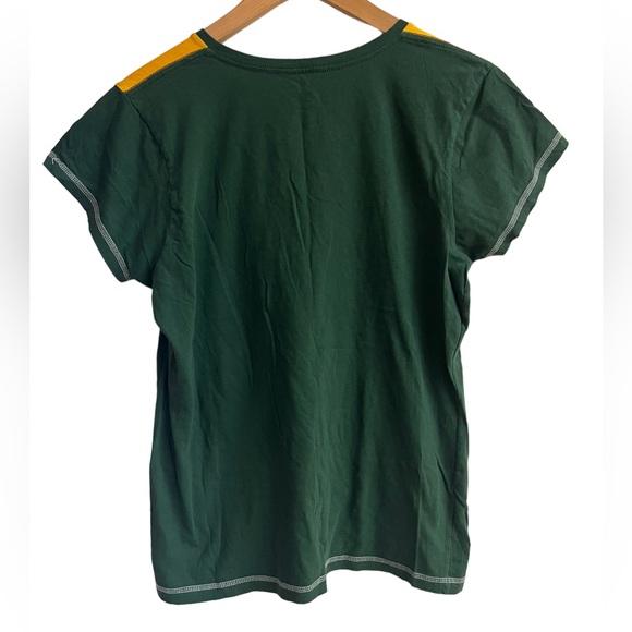 Majestic Oakland A’s Athletics Women’s XL V-neck Tee Shirt MLB Green & Yellow - Picture 2 of 7
